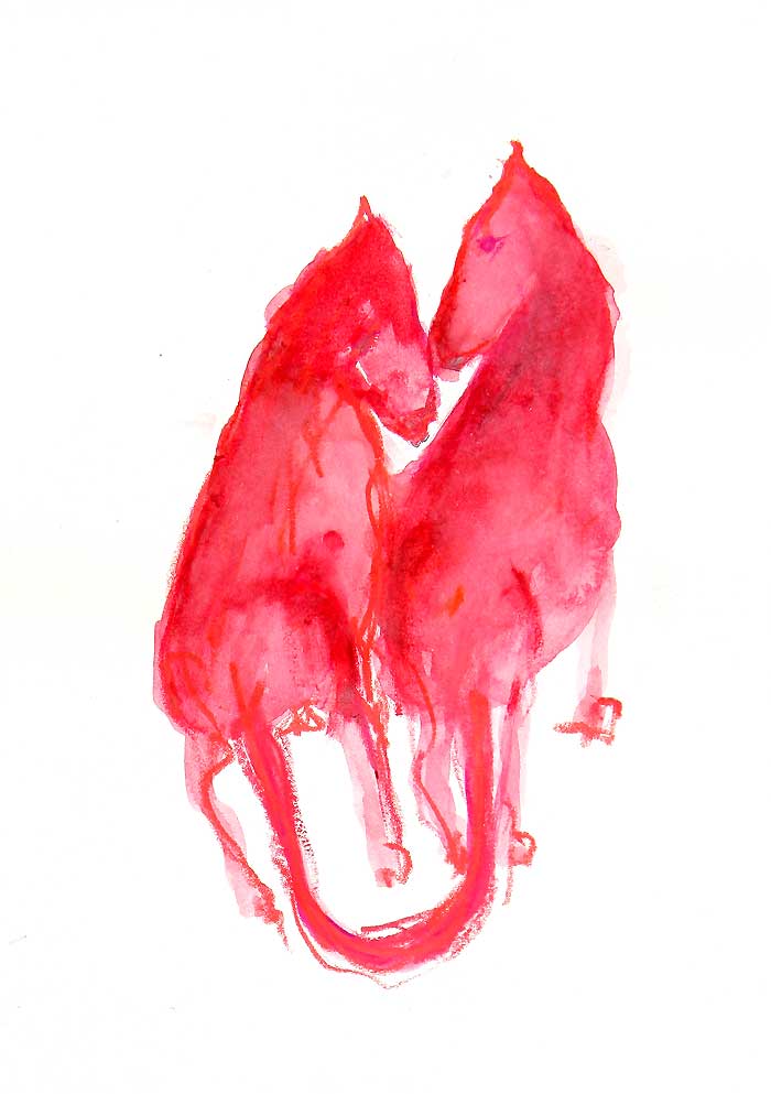Zwillingspferd<br/> Gouache auf Papier, 29 x 20 cm, 2008